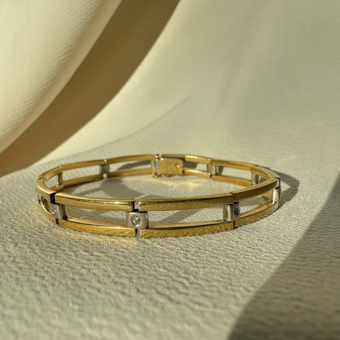 14k Diamond Rectangular Link Bracelet