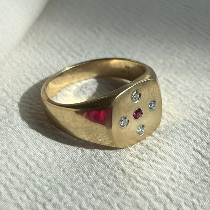 14k Ruby and Diamond Signet Ring