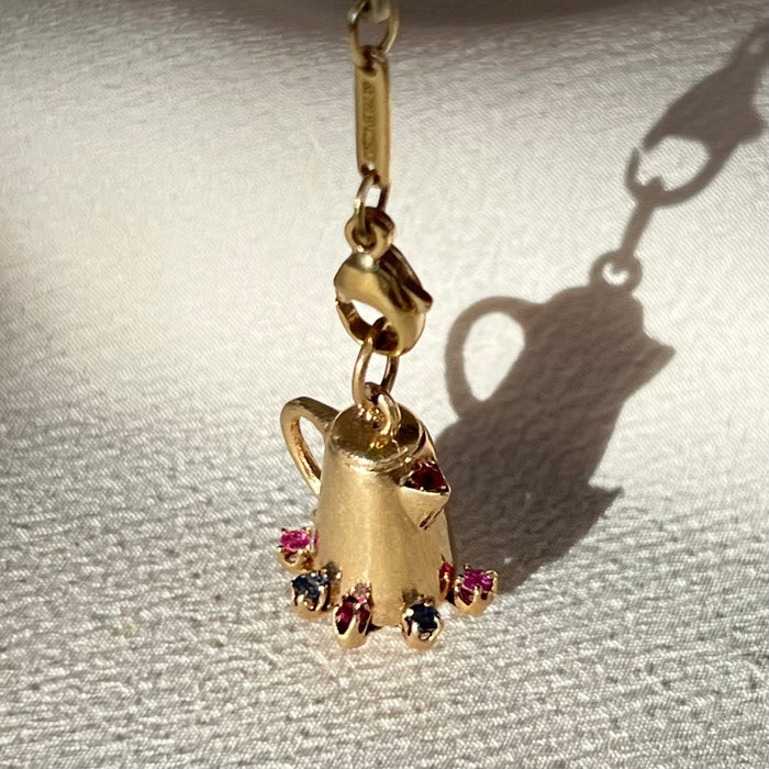 14k Ruby and Sapphire Coffee Pot Charm