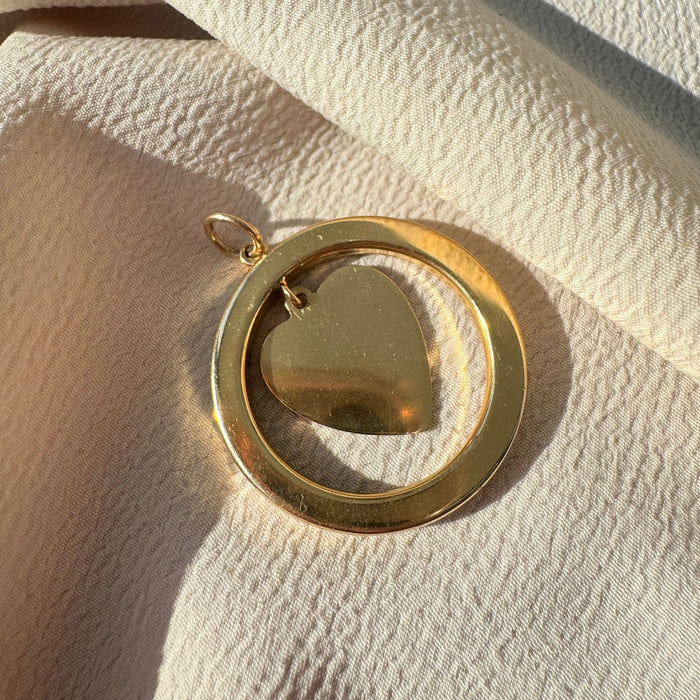 14k Enamel Engine Turned Heart Pendant