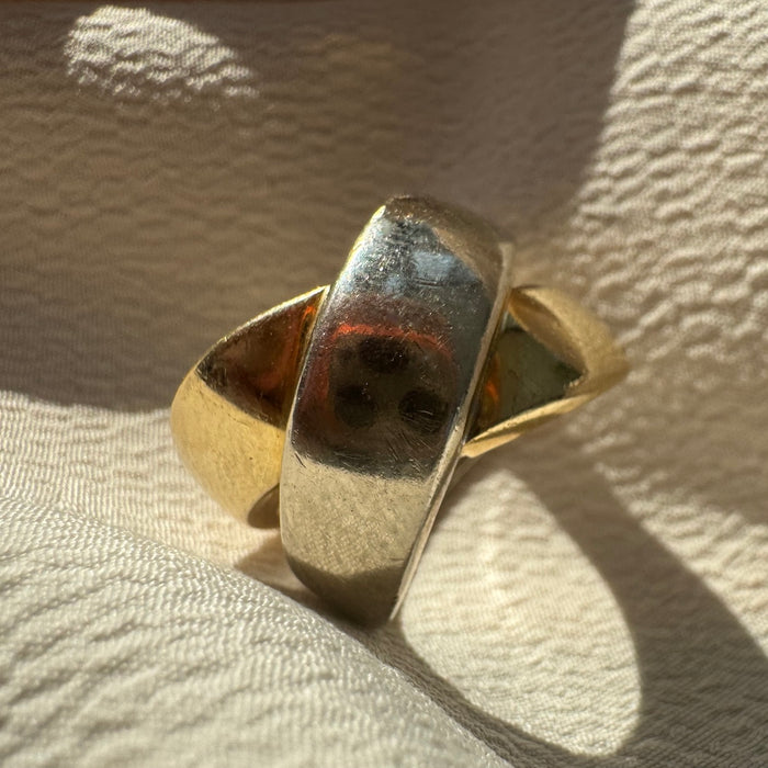 14k Two Tone Crossover Ring