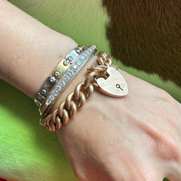 15k Antique Padlock Curb Bracelet c. 1902