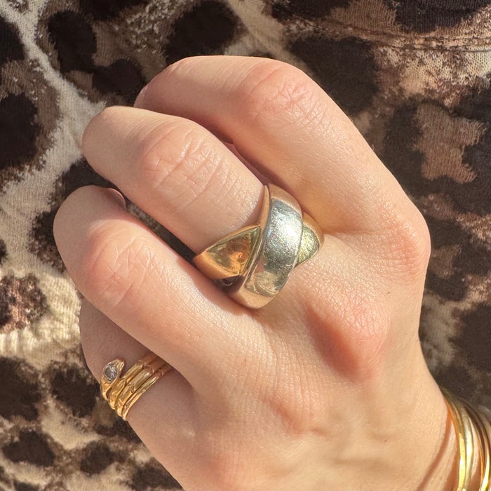 14k Two Tone Crossover Ring