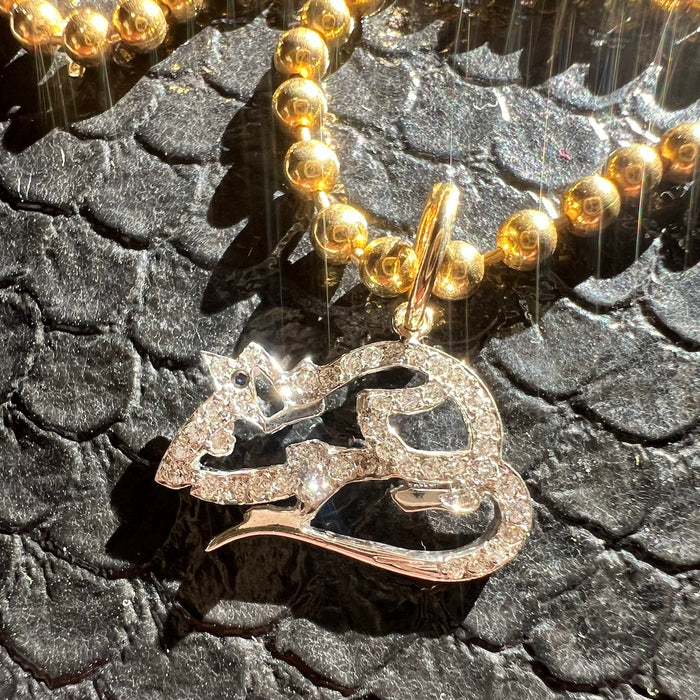 18k Diamond Rat Charm