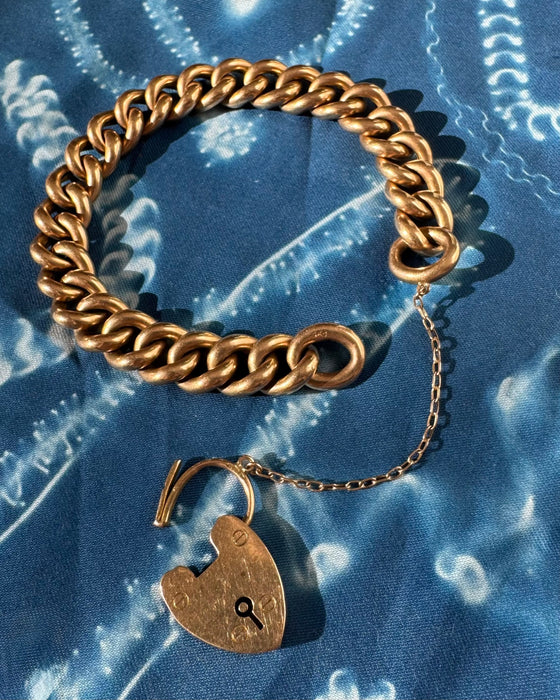 15k Antique Padlock Curb Bracelet c. 1902