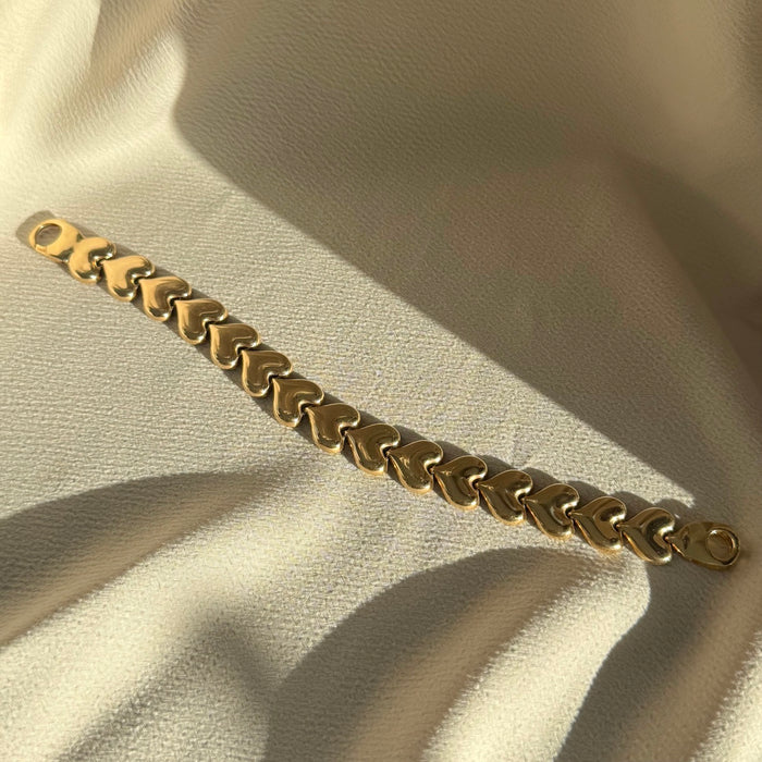 14k Heart Link Bracelet