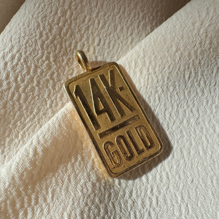 14k Gold Bar Charm