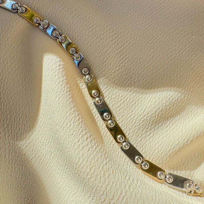 18k Bi-Color Tab Link Bracelet