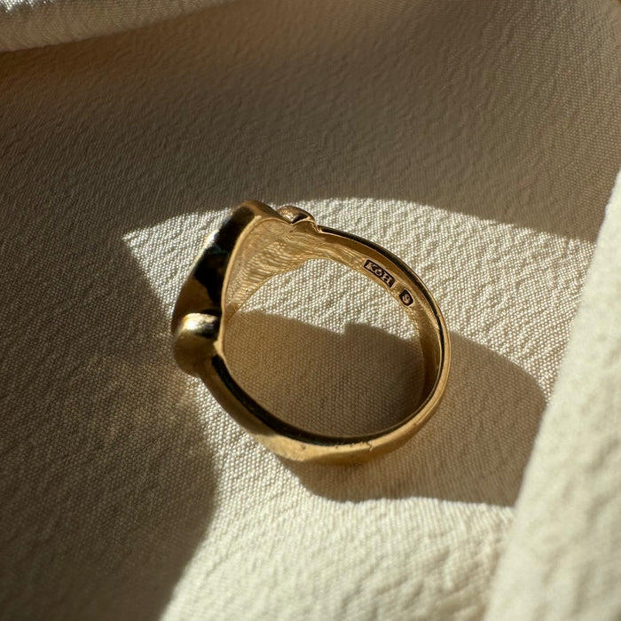 Hand Engraved 9k Letter H Signet Ring