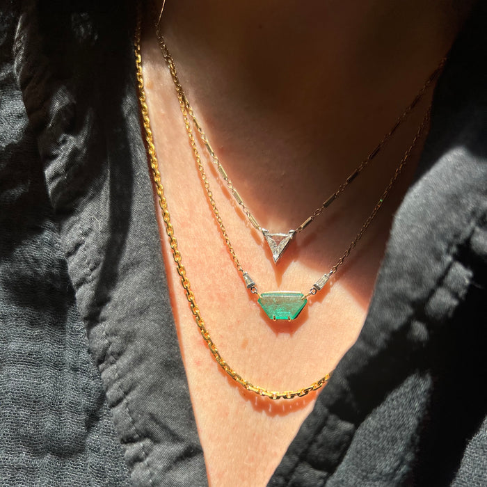 Bespoke 22k Portrait Cut Emerald Necklace