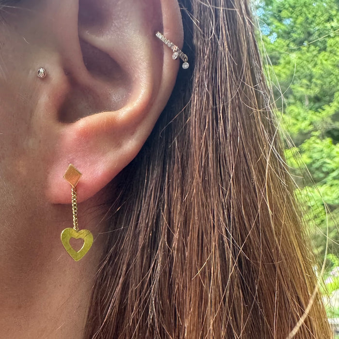18k Heart Dangle Earrings
