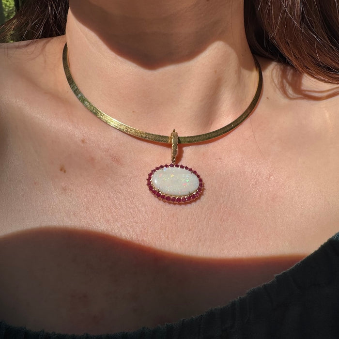 14k Opal and Ruby Conversion Pendant