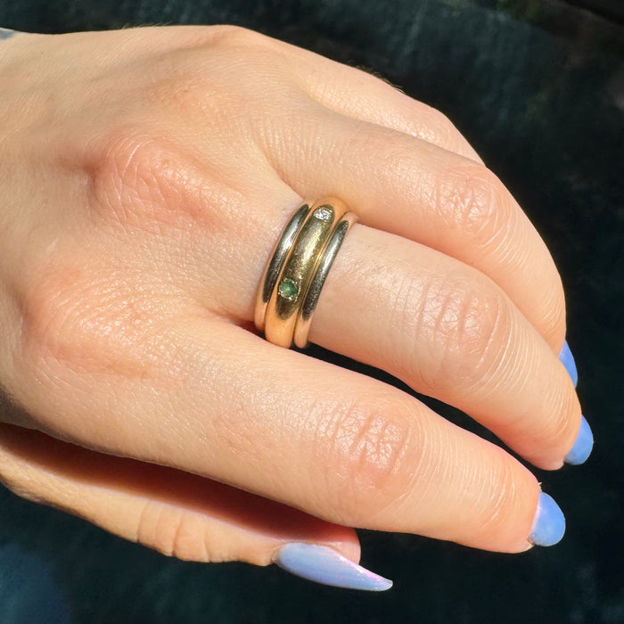 18k Diamond and Emerald Spinner Ring by MC Paris