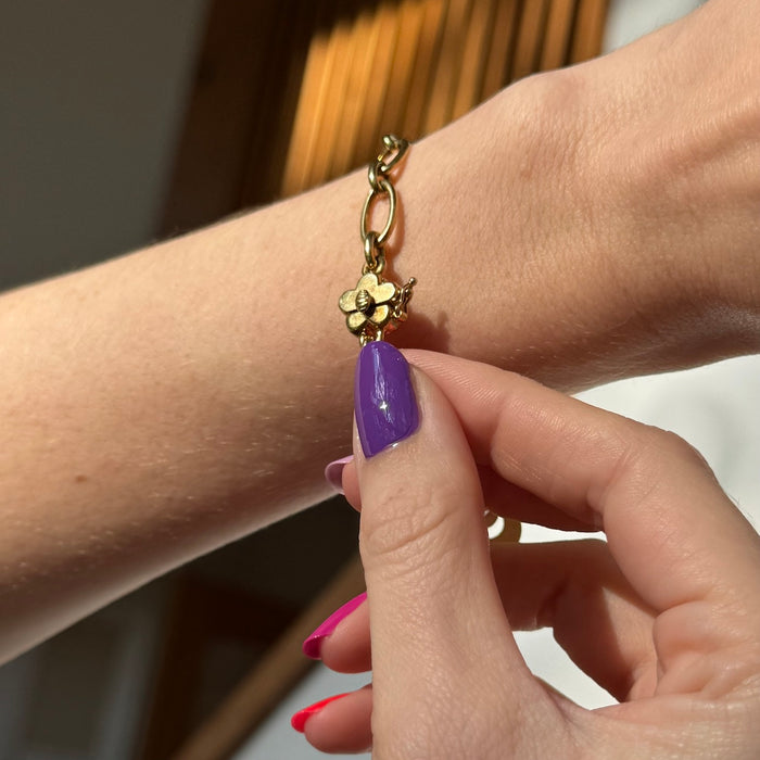 18k Diamond Flower Charm Bracelet