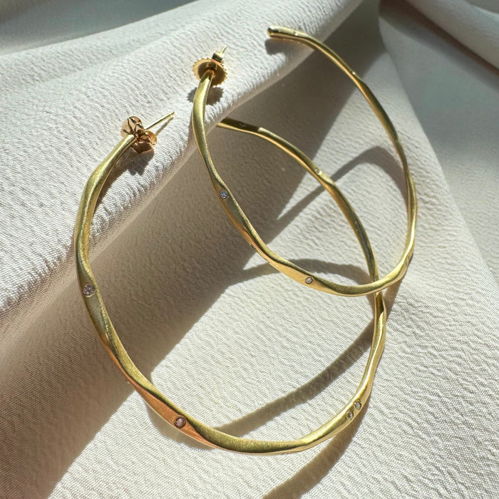 18k Diamond Freeform 2.5" Hoops