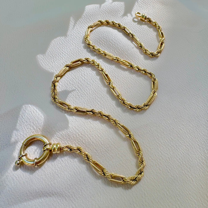 14k Textured Rope Watch Chain with XL Clasp
