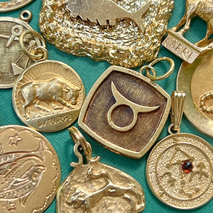 18k Double Sided Taurus Charm