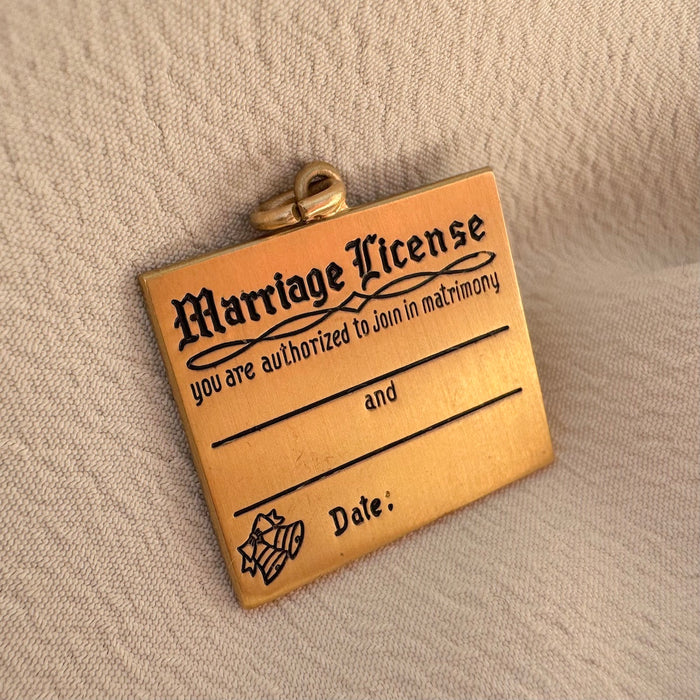 14k Marriage License Engravable Charm