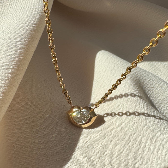 Bespoke 14k Fancy Cut Lips Diamond Solitaire