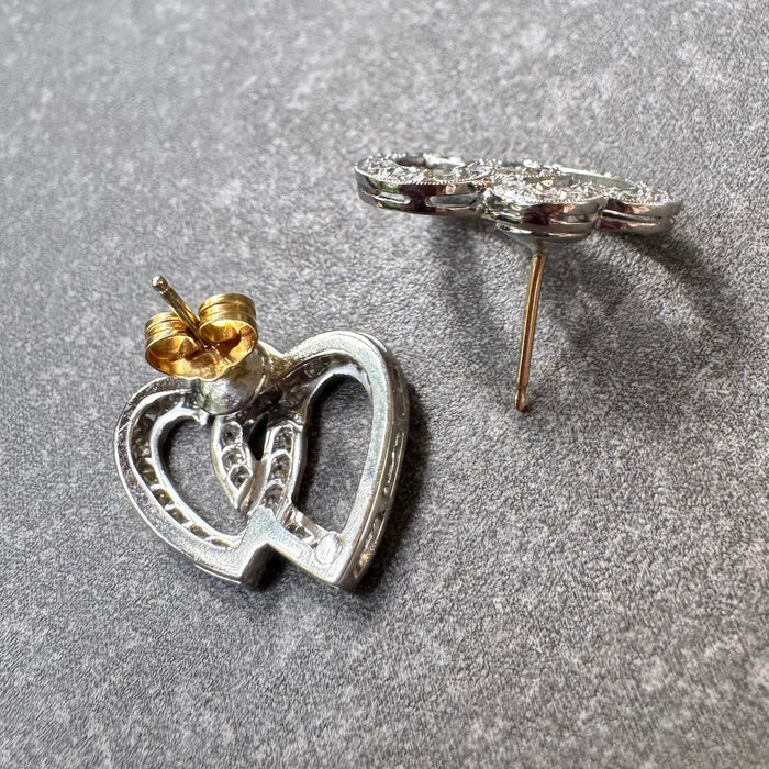Platinum Double Heart Diamond Earrings