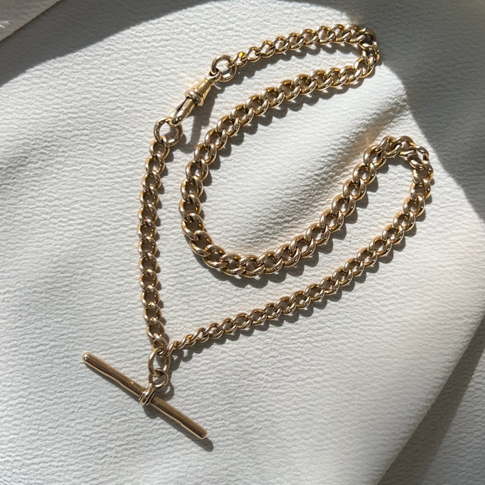 15k English Graduated Curb Watch Chain