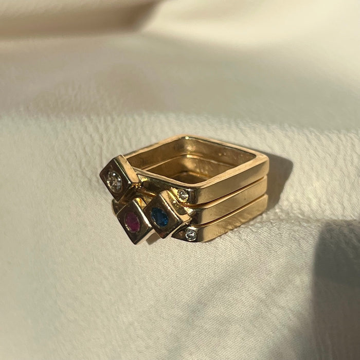 14k Set of Three Square Bands