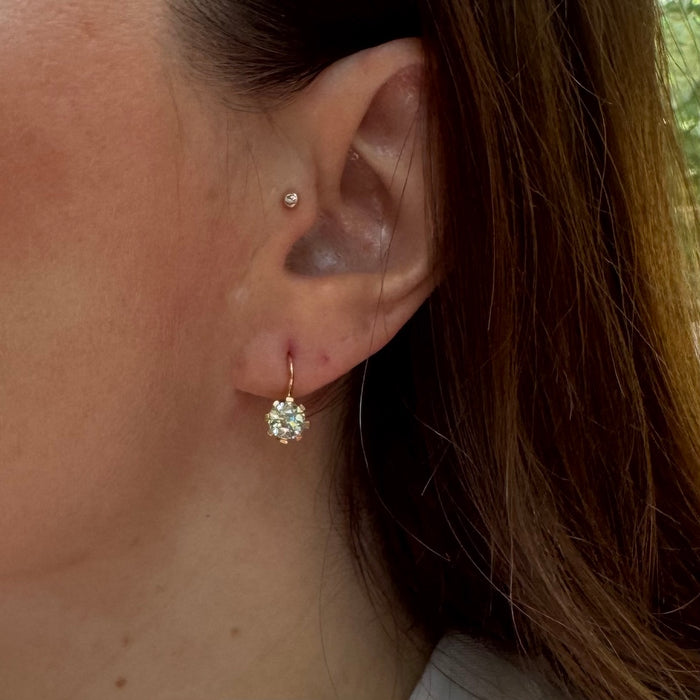 18k 1.5ctw Old Mine Cut Diamond Dormeuse Earrings