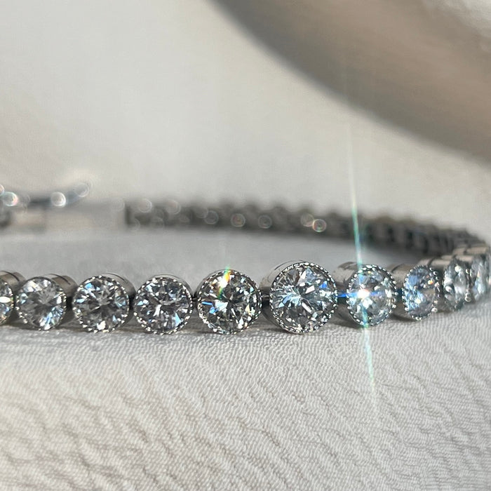 Platinum 5.8 Carat Graduated Diamond Tennis Bracelet