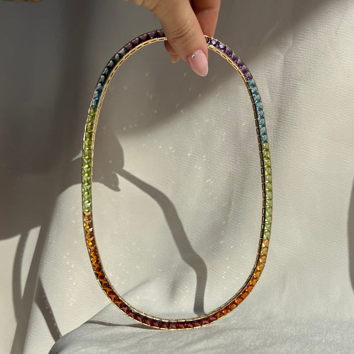 14k Ombrè Rainbow Gemstone Necklace