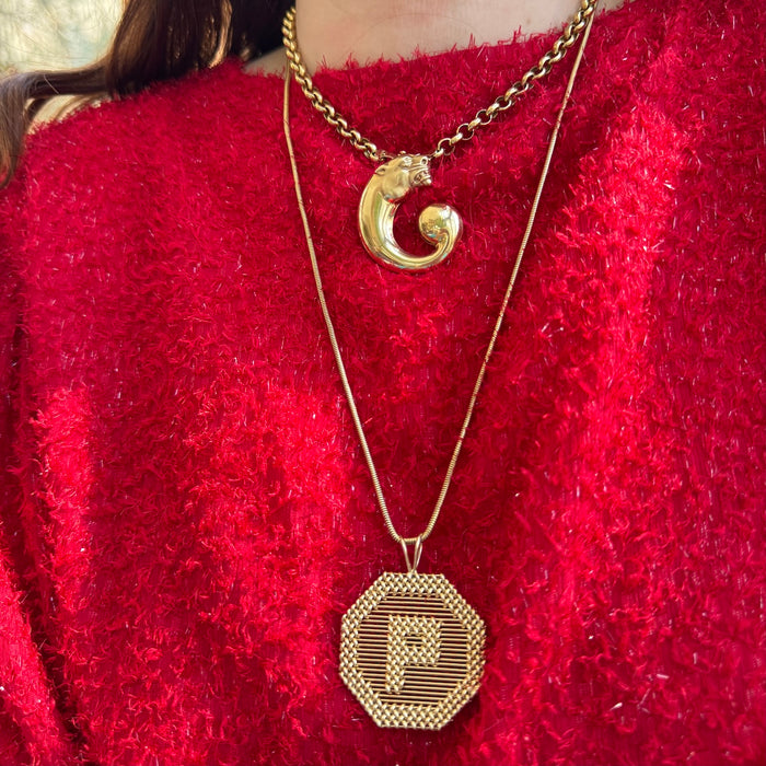 XL 14k Letter P Woven Charm