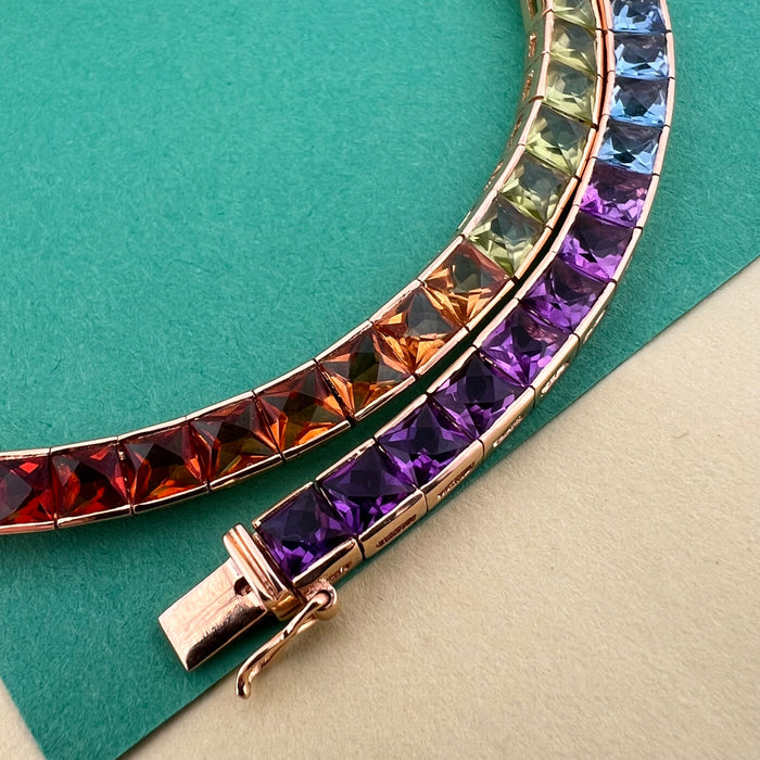 14k Ombrè Rainbow Gemstone Necklace