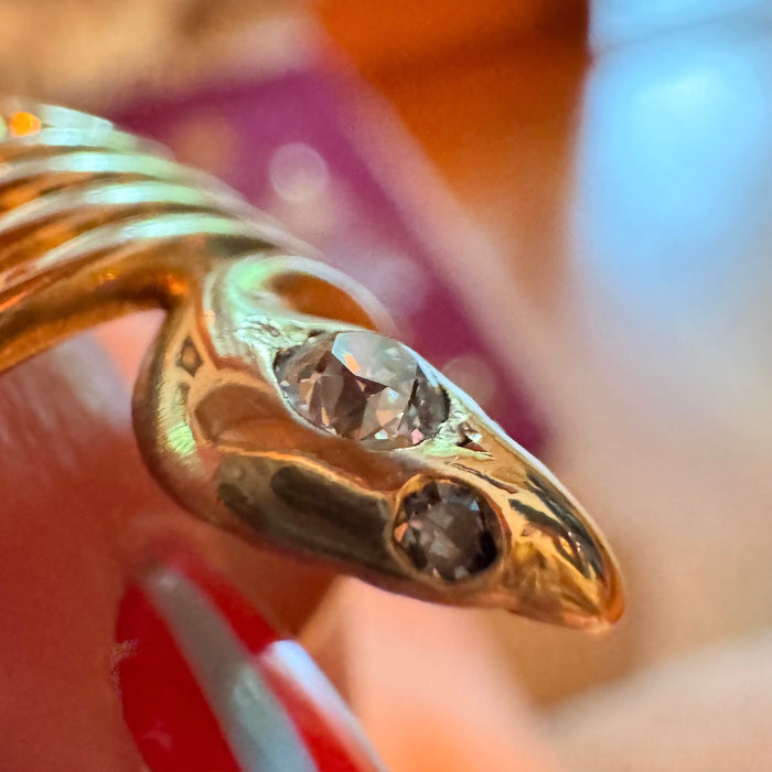 Victorian 14k Diamond Snake Ring