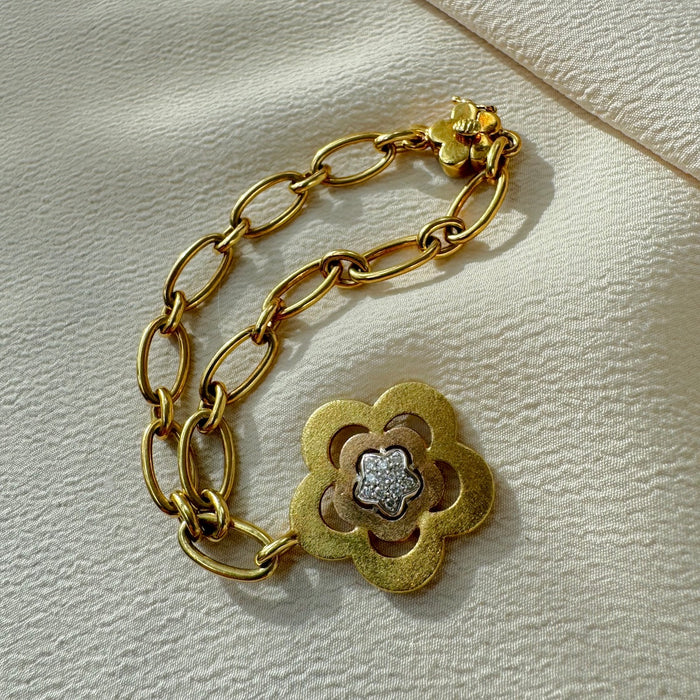 18k Diamond Flower Charm Bracelet