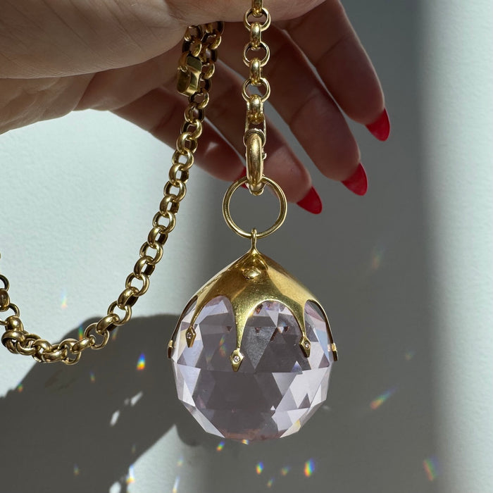 18k and Diamond Rock Crystal Prism Pendant