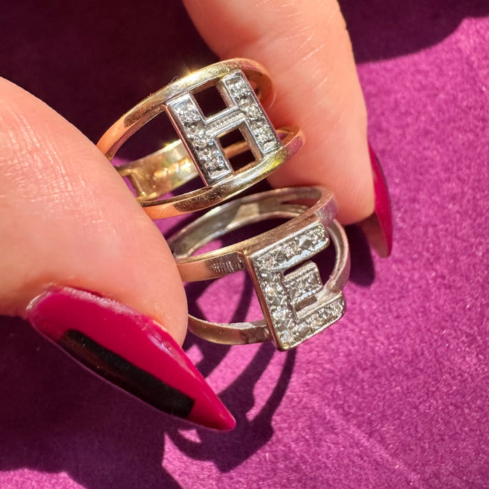 14k Diamond Letter Rings