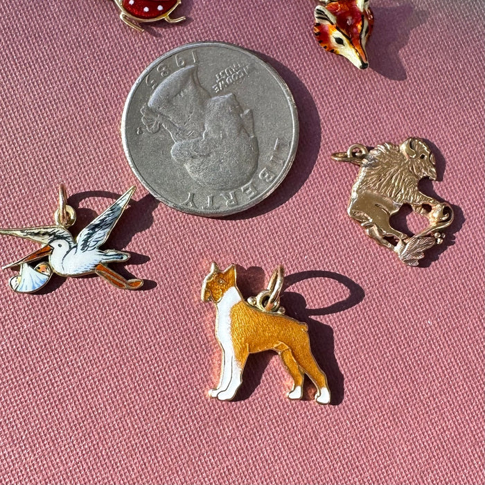 14k Enamel Dog Charm