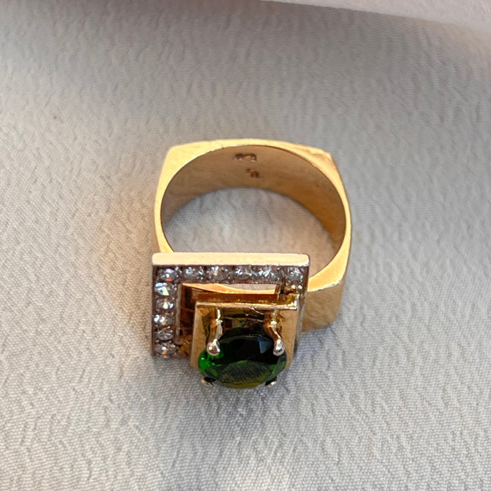 Vintage 14k Tourmaline and Diamond Ring