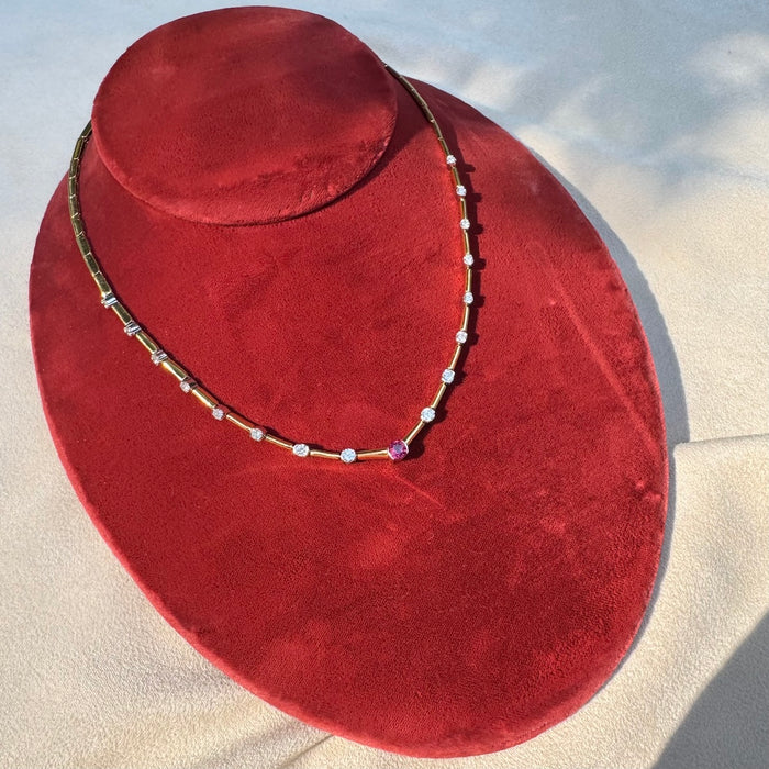 18k Ruby and Diamond Necklace