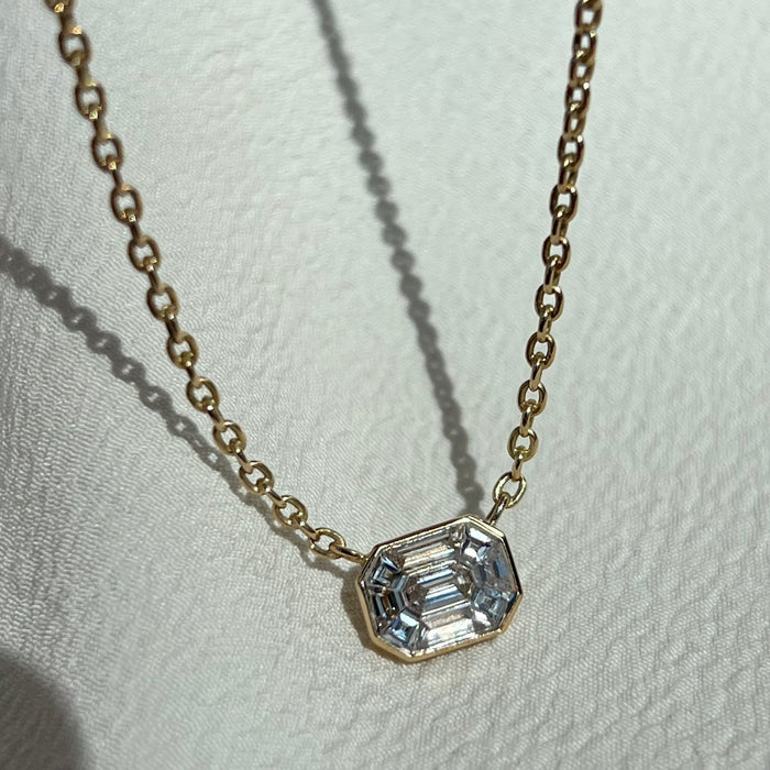 18k Emerald Cut Diamond Solitaire Necklace