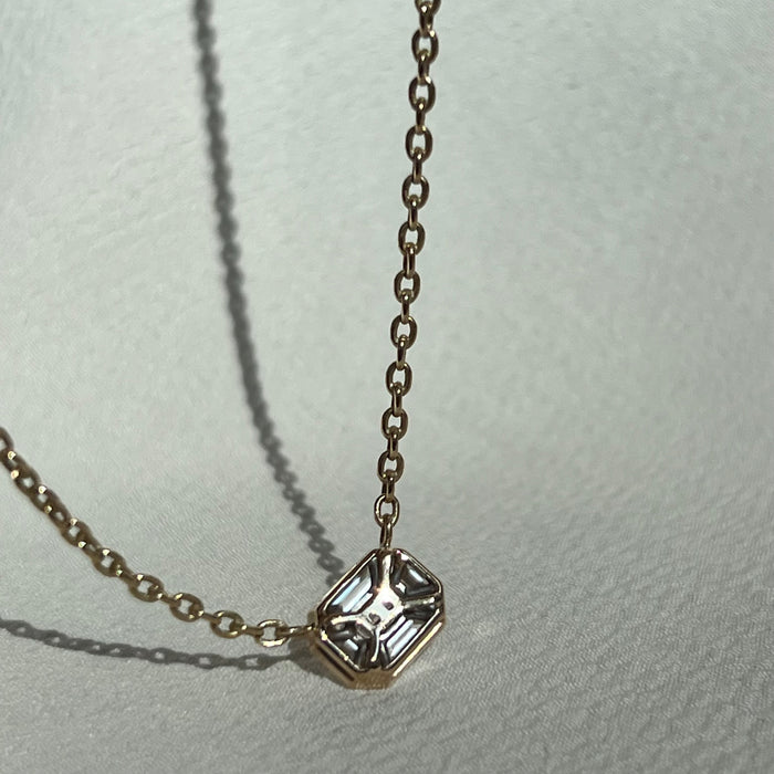 18k Emerald Cut Diamond Solitaire Necklace