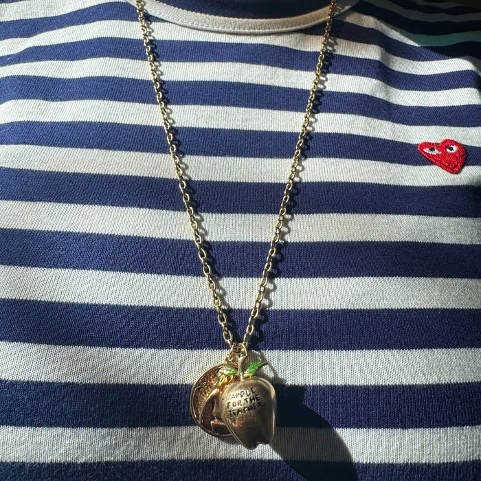14k "An Apple for Teacher" Enamel Pendant