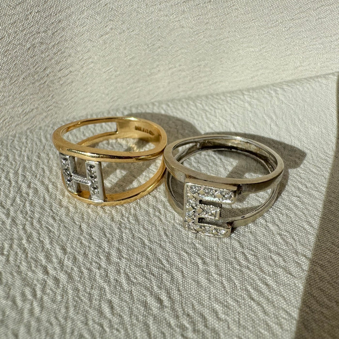 14k Diamond Letter Rings