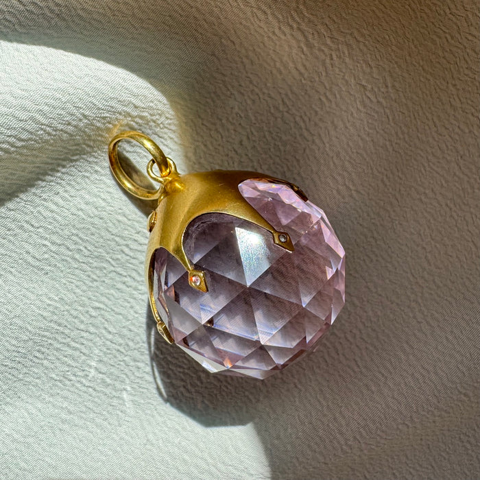 18k and Diamond Rock Crystal Prism Pendant