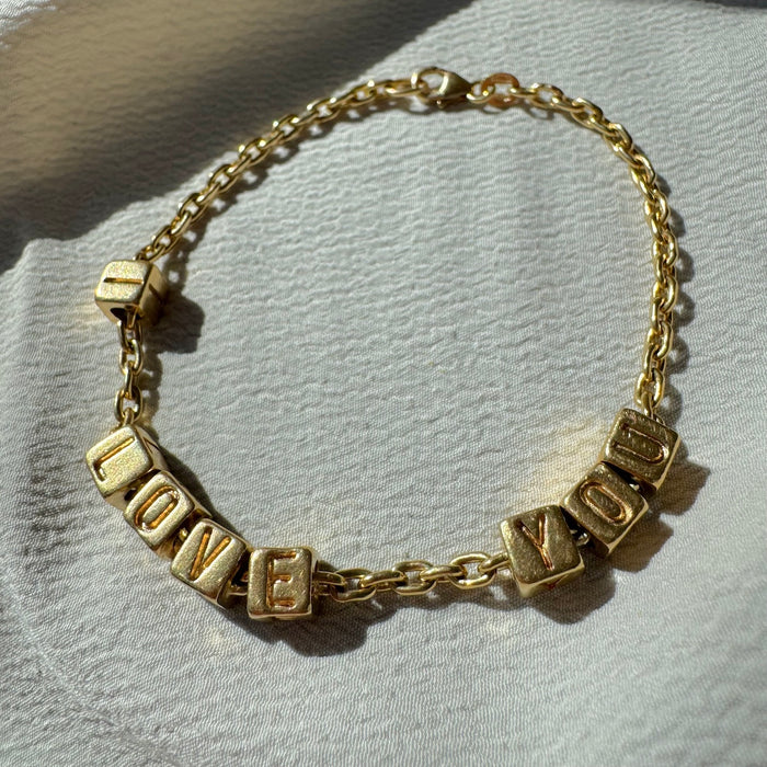 18k I LOVE YOU Block Letter Bracelet