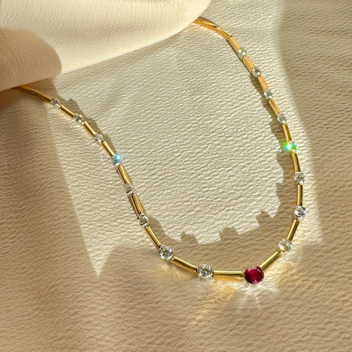 18k Ruby and Diamond Necklace