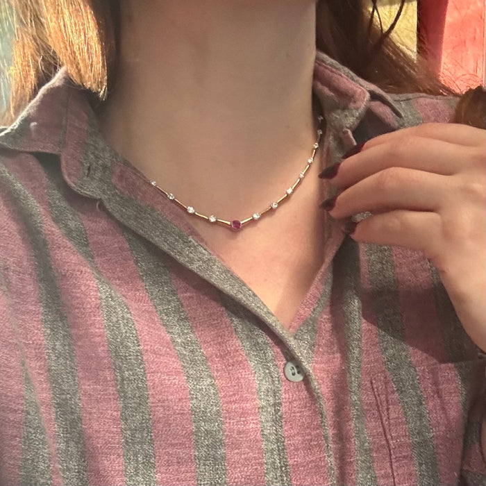 18k Ruby and Diamond Necklace