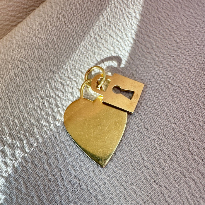 14k Lock and Heart Charm