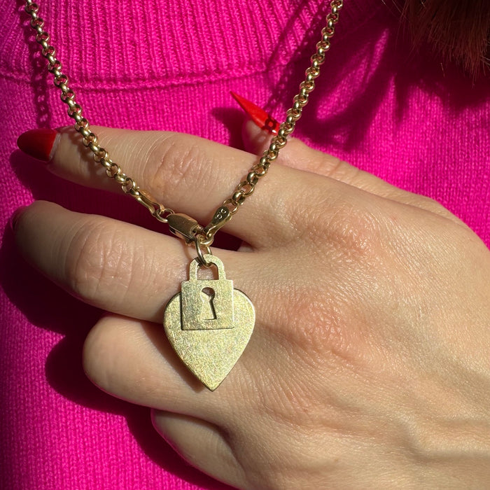 14k Lock and Heart Charm