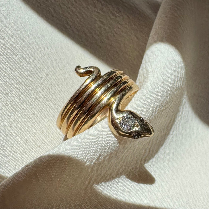 Victorian 14k Diamond Snake Ring