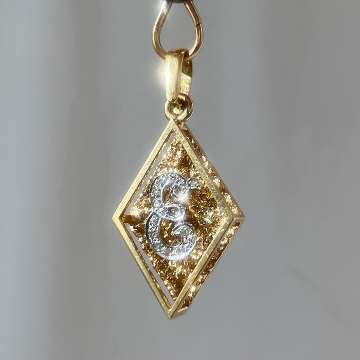 Bold 14k Diamond "E" Letter Pendant